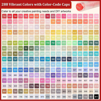 Acrylstifte Set 288 Farben | Pinselspitze für Felsmalerei & mehr
