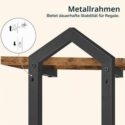 2er-Set Wandregal Holz Metall Rauten-Design Vintage