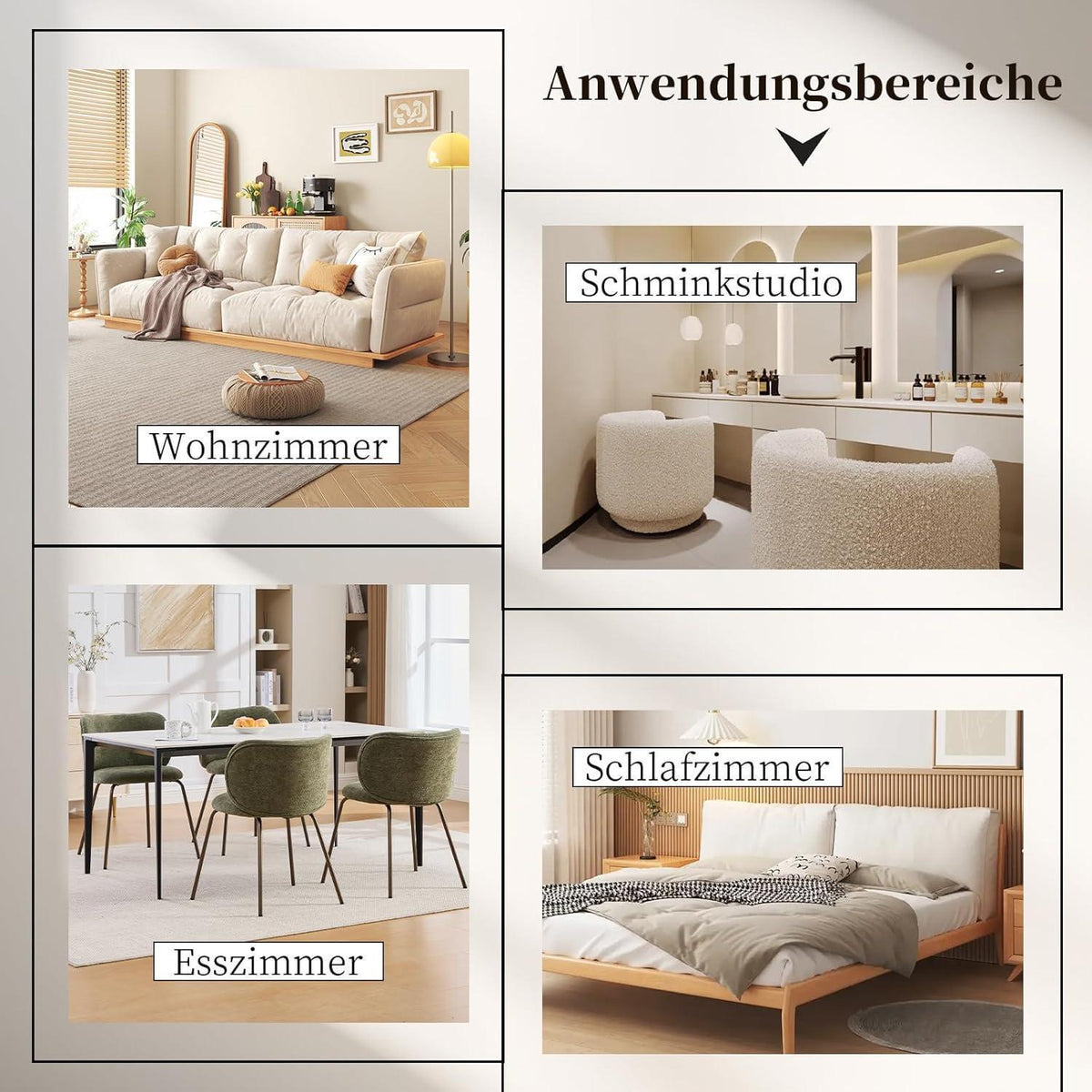 Moderner Esszimmerstuhl Chenille Stoff Olivgrün, bequemer Polsterstuhl
