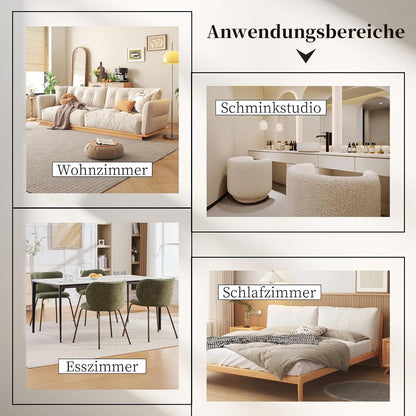 Moderner Esszimmerstuhl Chenille Stoff Olivgrün, bequemer Polsterstuhl