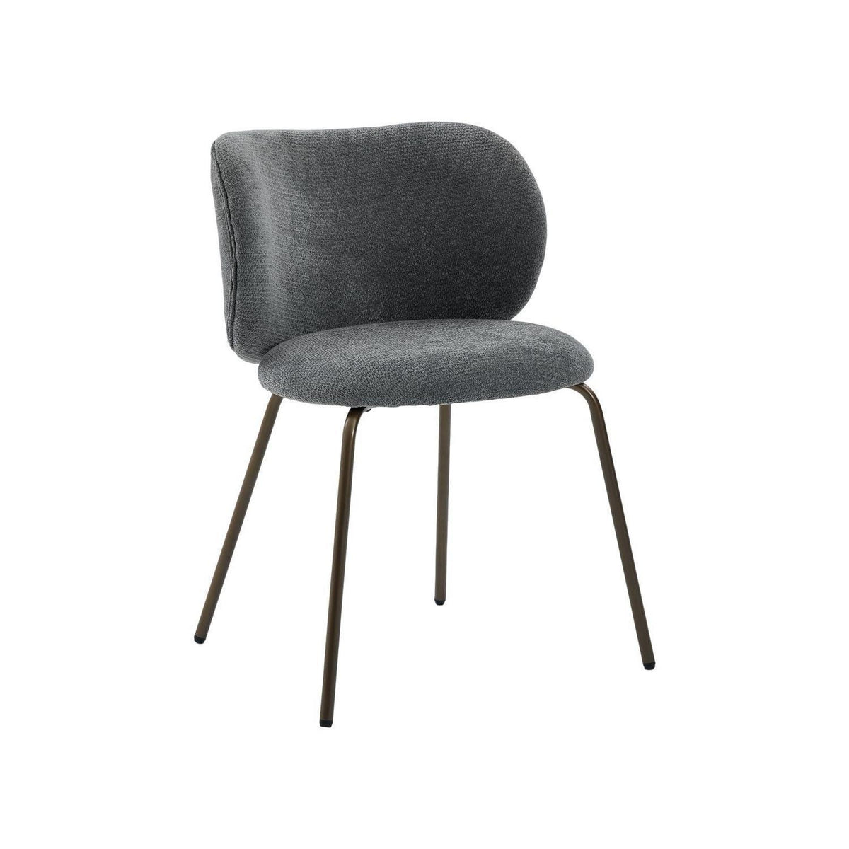 Moderner Esszimmerstuhl Grau, Chenille Stoff & Metallbeine