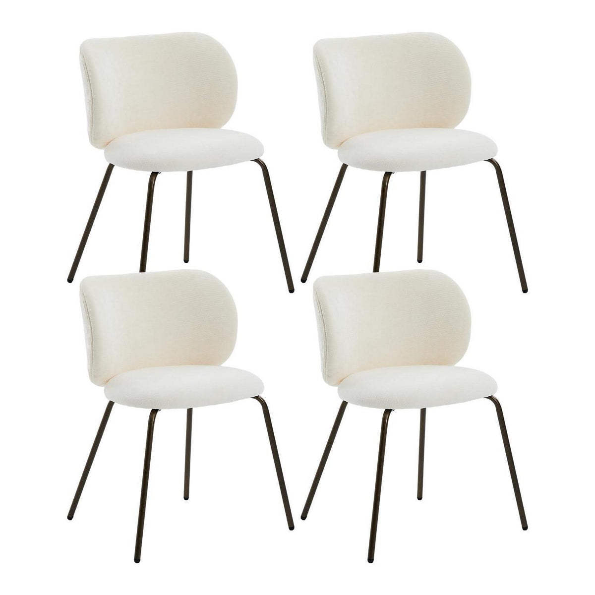 Esszimmerstühle Set 4er – Chenille Stoff, Creme Weiß