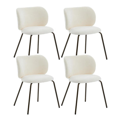 Esszimmerstühle Set 4er – Chenille Stoff, Creme Weiß