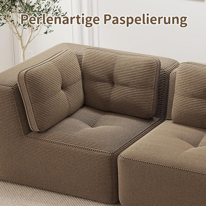 Modulares Ecksofa mit Cord – Bequemes Sofa ohne Aufbau Braun