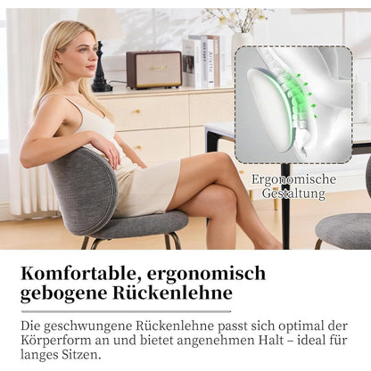 Esszimmerstühle Set Grau, Chenille Stoff, Moderne Küchenstühle