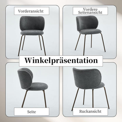 Esszimmerstühle Set Grau, Chenille Stoff, Moderne Küchenstühle