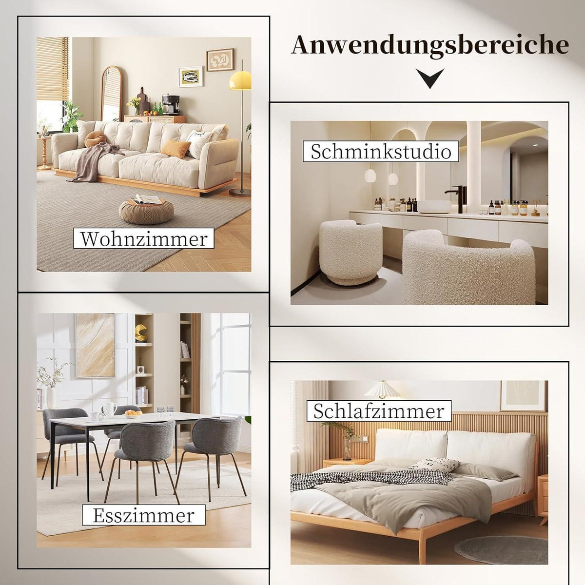 Esszimmerstühle Set Grau, Chenille Stoff, Moderne Küchenstühle
