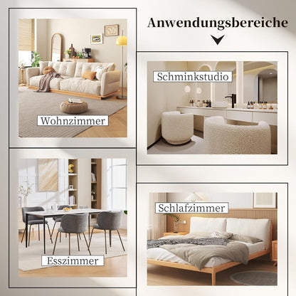 Esszimmerstühle Set Grau, Chenille Stoff, Moderne Küchenstühle