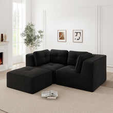 Modulares Ecksofa mit Cord – Tiefes Sitzsofa Schwarz 2C+1O