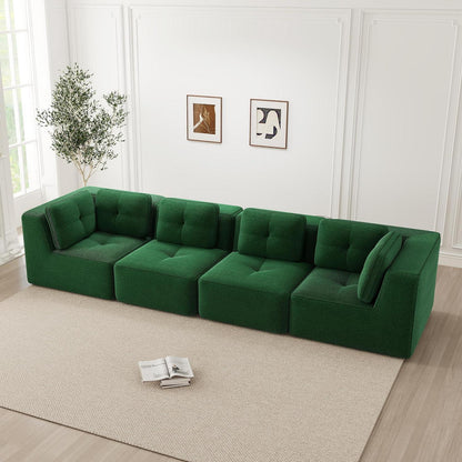Modulares Ecksofa Grün – Cord, Tiefes Sitzgefühl, Kein Aufbau