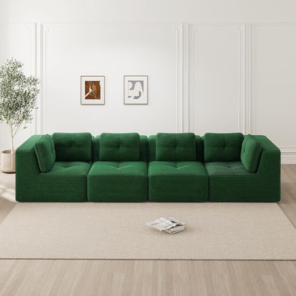 Modulares Ecksofa Grün – Cord, Tiefes Sitzgefühl, Kein Aufbau