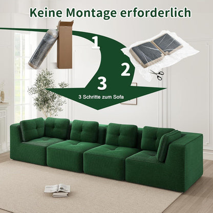 Modulares Ecksofa Grün – Cord, Tiefes Sitzgefühl, Kein Aufbau