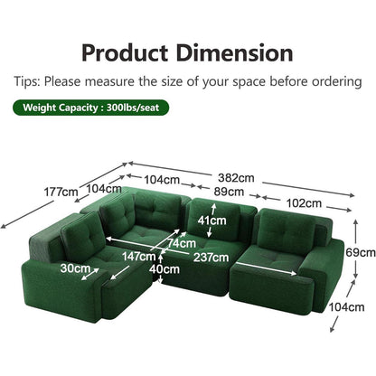 Modulares Ecksofa Grün – Kein Aufbau, Tiefe Sitzfläche & Cordstoff