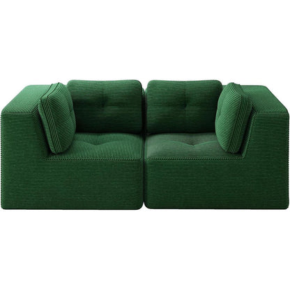 Modulares Ecksofa Grün 2C – Kein Aufbau, Tiefe Sitzfläche