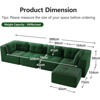 Modulares Ecksofa Grün – Cord, Tiefes Sitzgefühl, Kein Aufbau