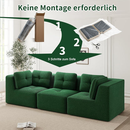 Modulares Ecksofa Grün 3C – Cord, Tiefes Sitzgefühl, Kein Aufbau