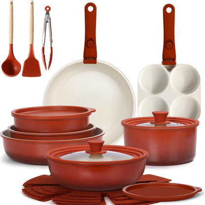 Granit Topfset 21-teilig mit Abnehmbarem Griff & Farbverlauf