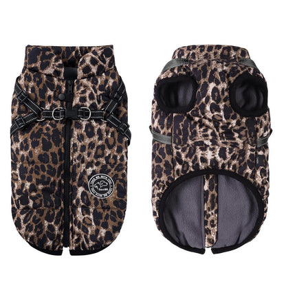 Winter Hundeweste mit Geschirr - Leopard, S