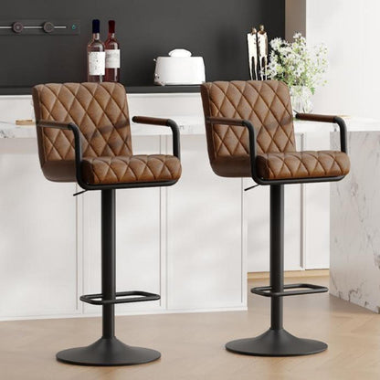 Barhocker 2er Set Höhenverstellbar mit Armlehnen & Fußstütze