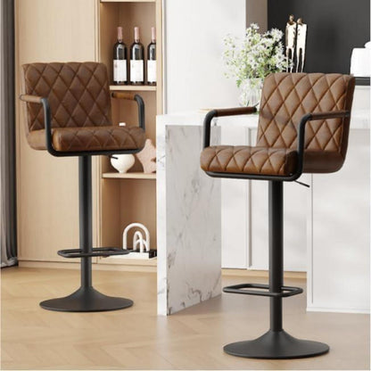 Barhocker 2er Set Höhenverstellbar mit Armlehnen & Fußstütze