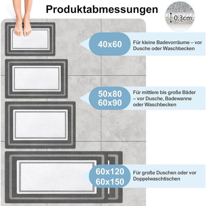 Rutschfeste Badematte dunkelgrau 60x120 cm – Schnelltrocknend & Pflegeleicht