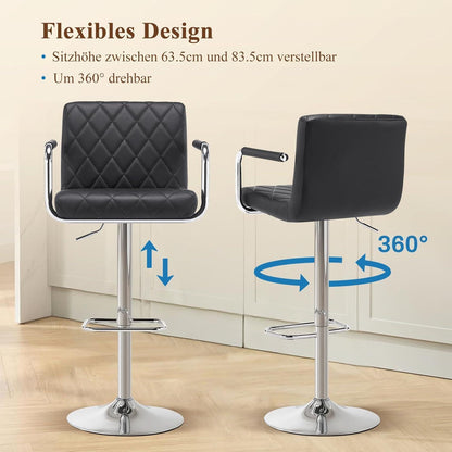 Barhocker 2er Set, Höhenverstellbar, Schwarz