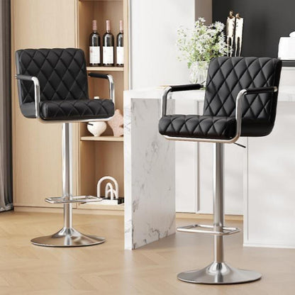 Barhocker 2er Set, Höhenverstellbar, Schwarz