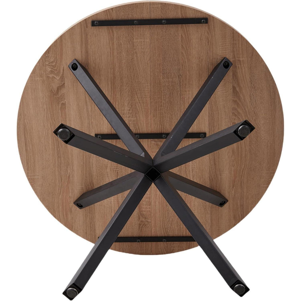Runder Esstisch Set 100cm mit 4 Samtstühlen Dunkel/Beige
