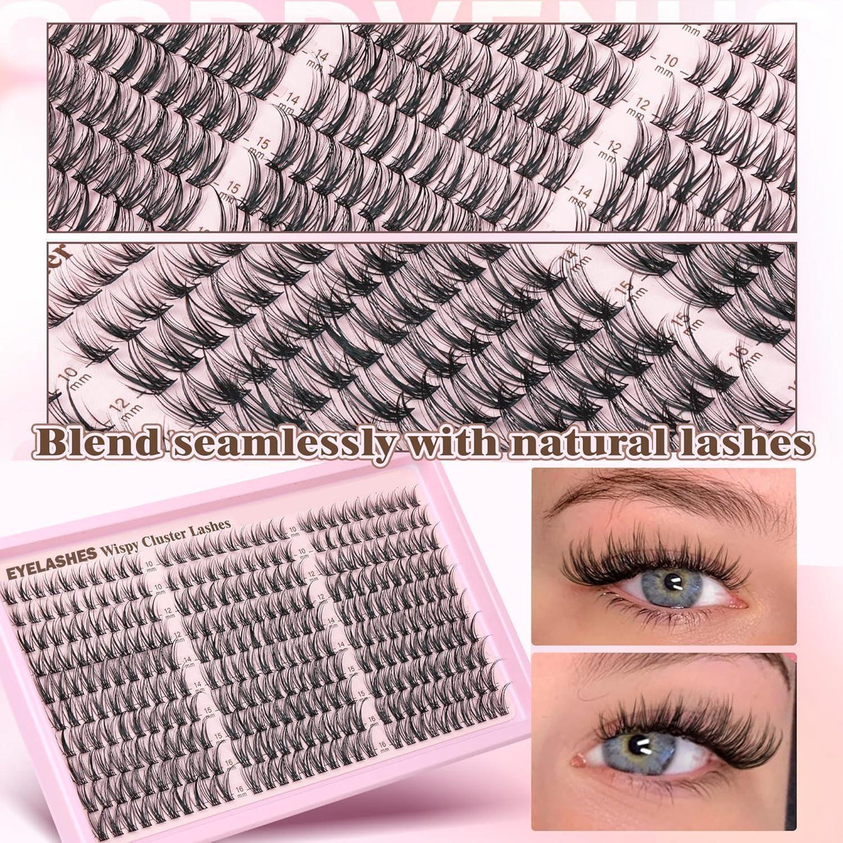 300er Wimpern-Set Manga Lash Cluster 10-16mm