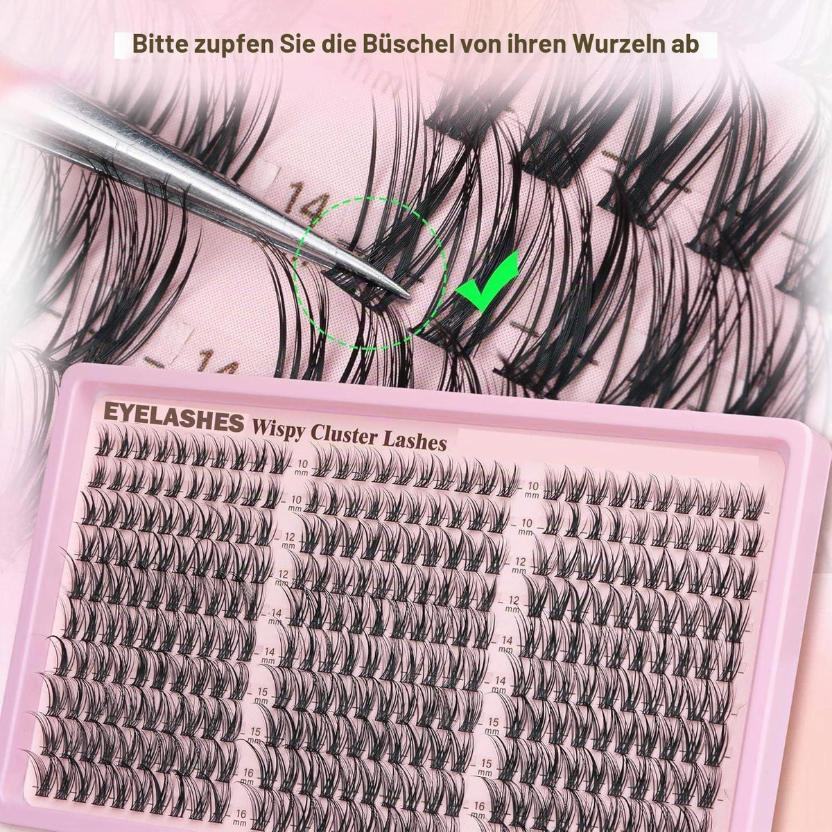 300er Wimpern-Set Manga Lash Cluster 10-16mm