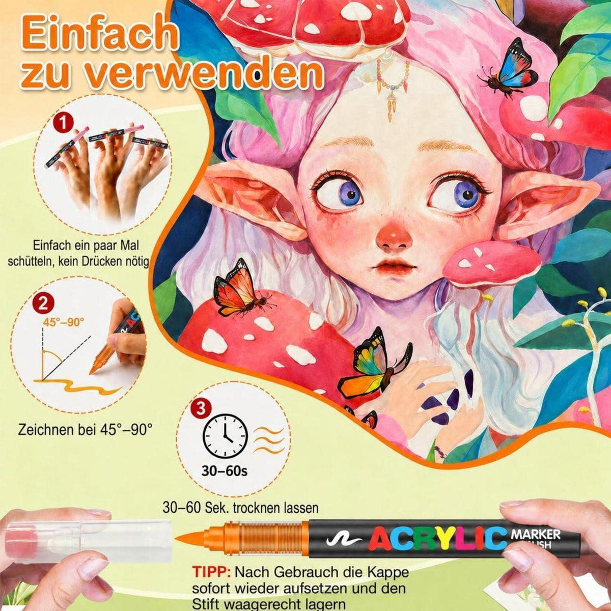 408 Acrylstifte Set für Steine, wasserfest & im Koffer
