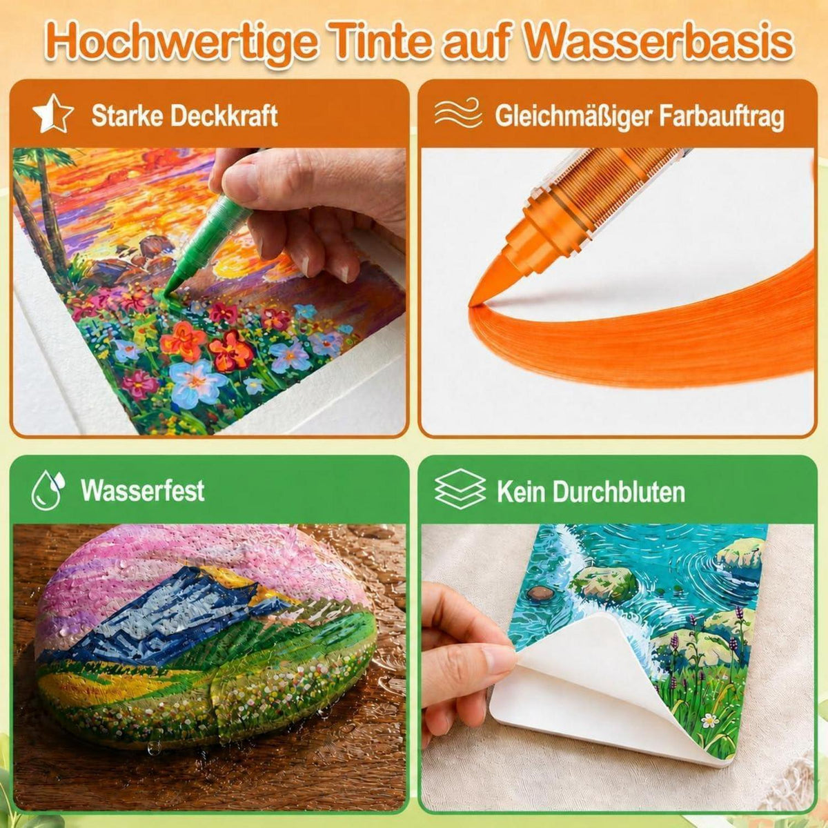 408 Acrylstifte Set für Steine, wasserfest & im Koffer