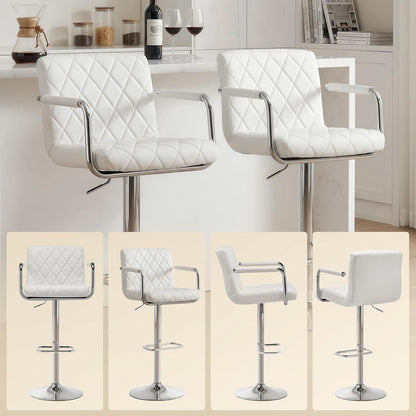 Barhocker Set 4er – Höhenverstellbar, Drehbar, Weiß