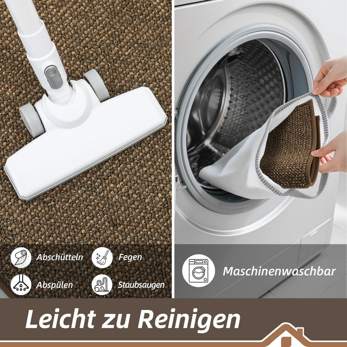 Fußmatte Innen rutschfest waschbar Braun 80x120 cm