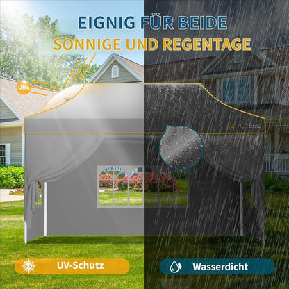 Faltpavillon 3x4,5m – Wasserdicht, Stabil & Winterfest für Garten & Events