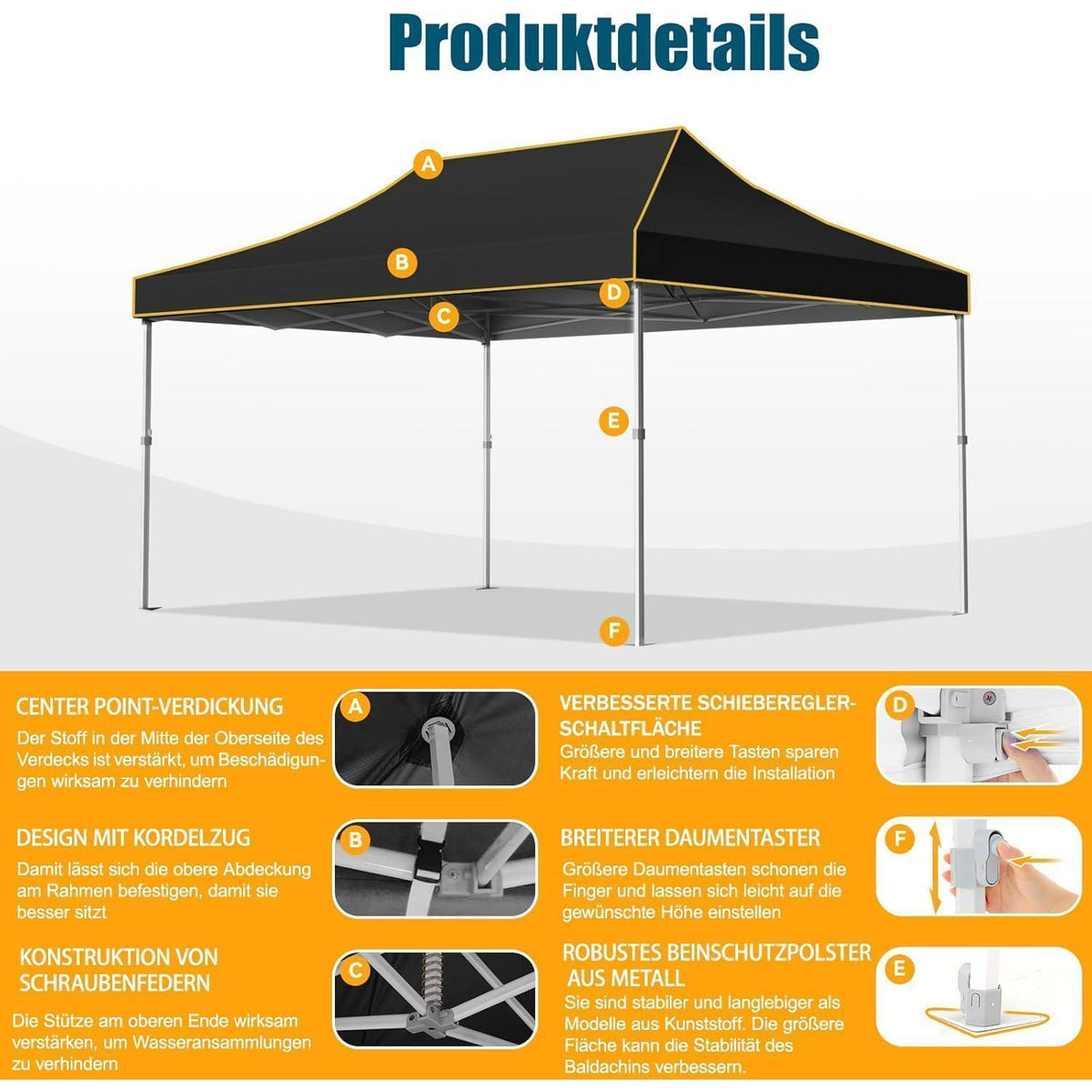 Faltpavillon 3x4,5m – Wasserdicht, Stabil & Winterfest