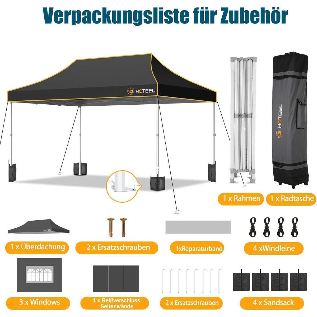 Faltpavillon 3x4,5m – Wasserdicht, Stabil & Winterfest