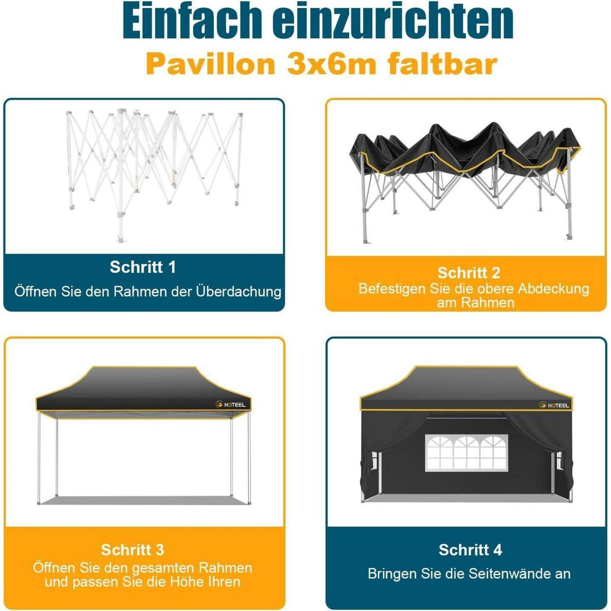 Faltpavillon 3x4,5m – Wasserdicht, Stabil & Winterfest