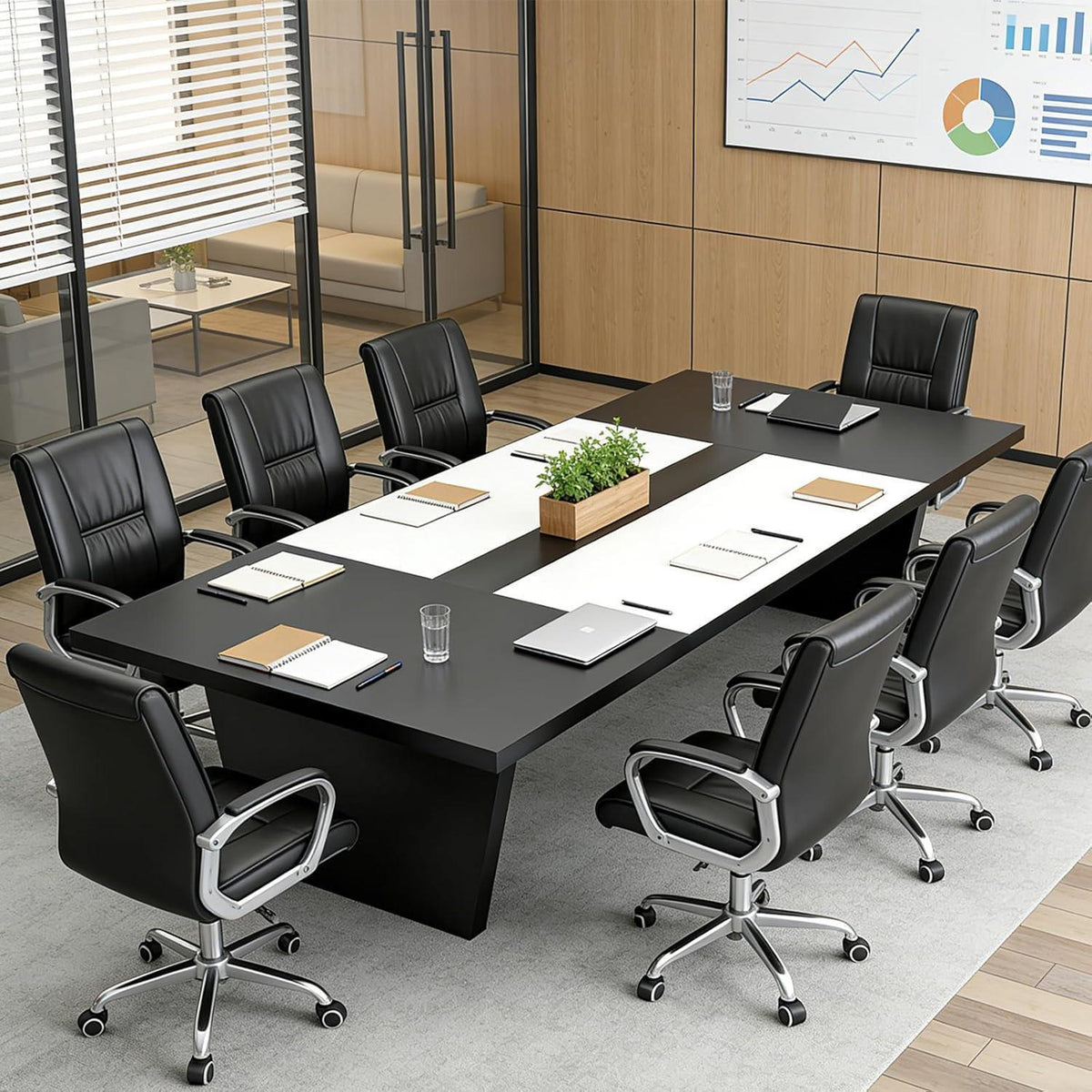 Konferenztisch Groß 200x100cm – Moderner Meetingtisch für Büro