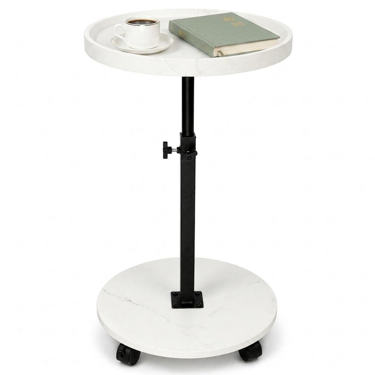 Runder Beistelltisch mit Rollen & Höhenverstellung (45-80cm)