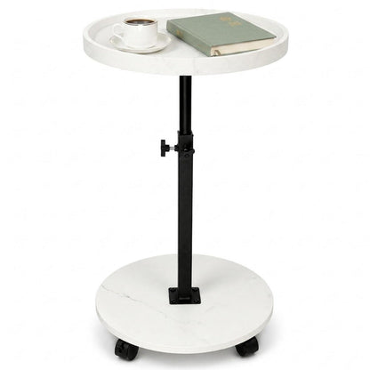 Runder Beistelltisch mit Rollen & Höhenverstellung (45-80cm)