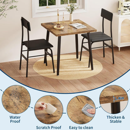 3-teiliges Esszimmer-Set für 2 Personen – Küchentisch & Stühle