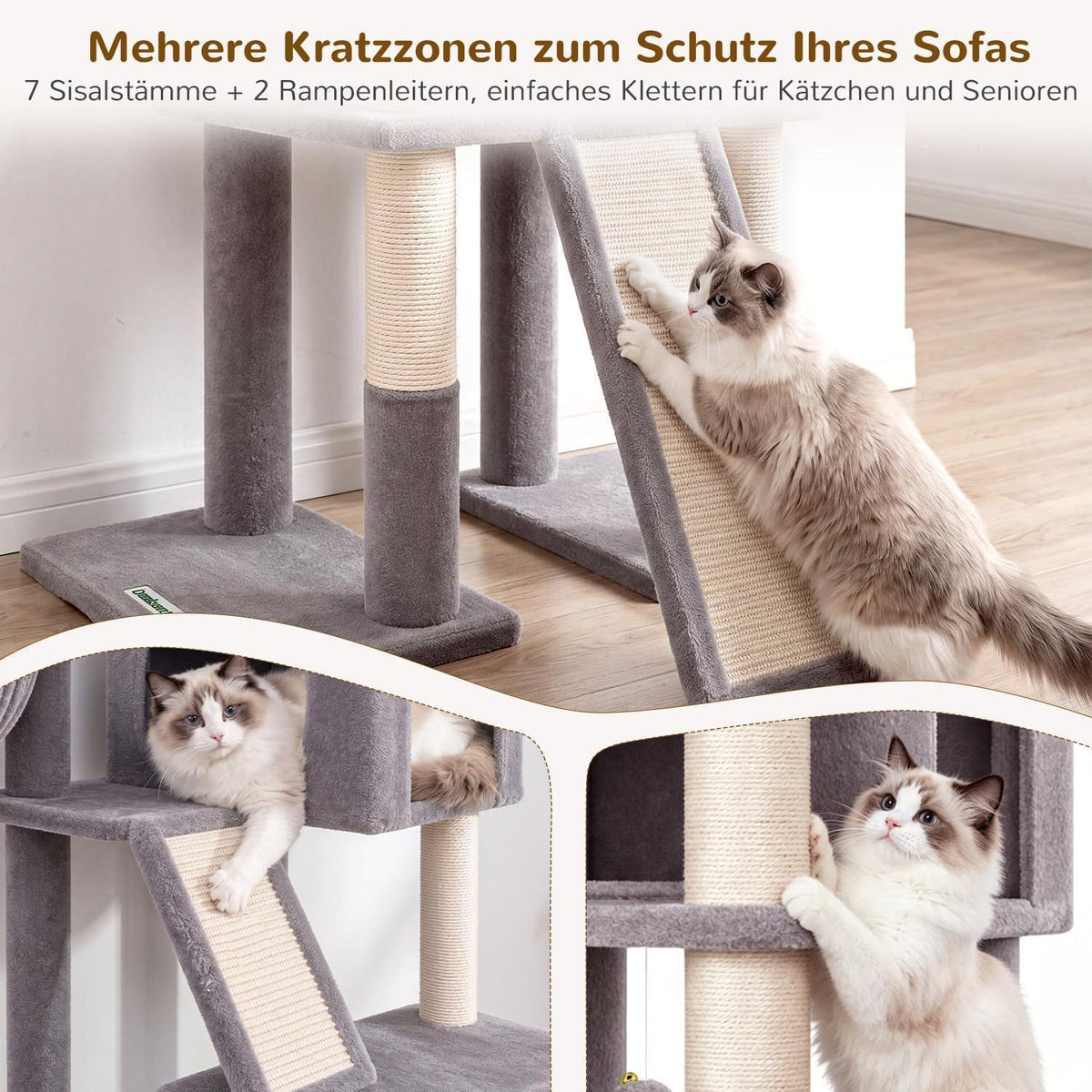 XXL Kratzbaum für Große Katzen – 200 cm, Stabil & Komfortabel