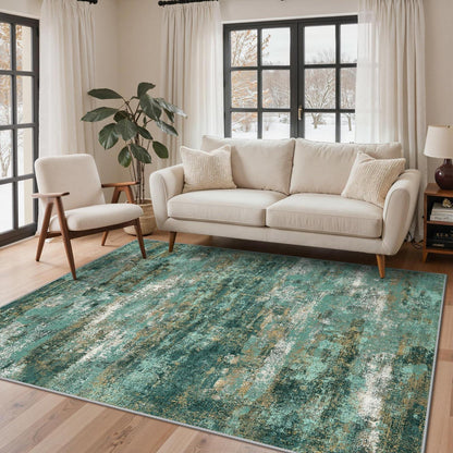 Moderner Wohnzimmerteppich 200x290 cm Waldgrün, Waschbar & Rutschfest