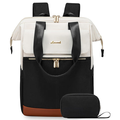 Laptop Rucksack Damen 17,3 Zoll – Beige & Schwarz 2er Set
