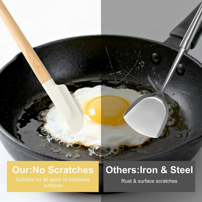 2er Set Teigschaber & Silikon Spatel | Hitzebeständig & Flexibel