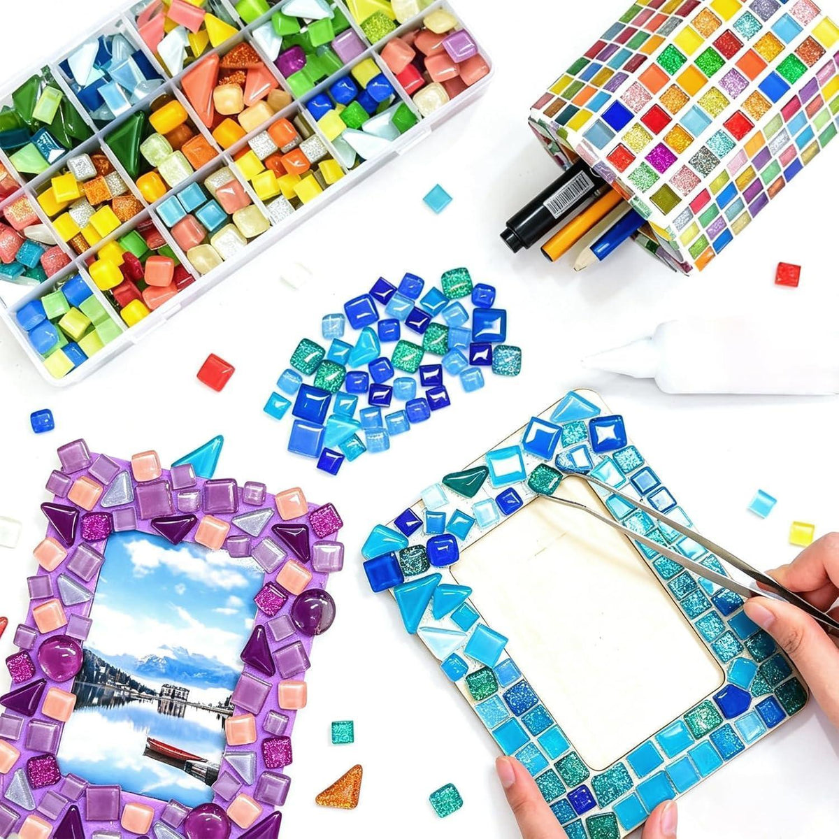 Glas Mosaiksteine 900g - Irregulär für DIY Kunst & Deko