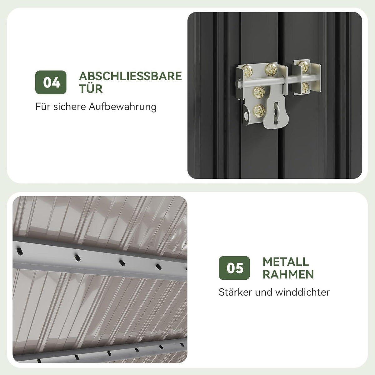 Gerätehaus Metall 150x117x80 – Wetterfester Gartenschrank mit Deckel