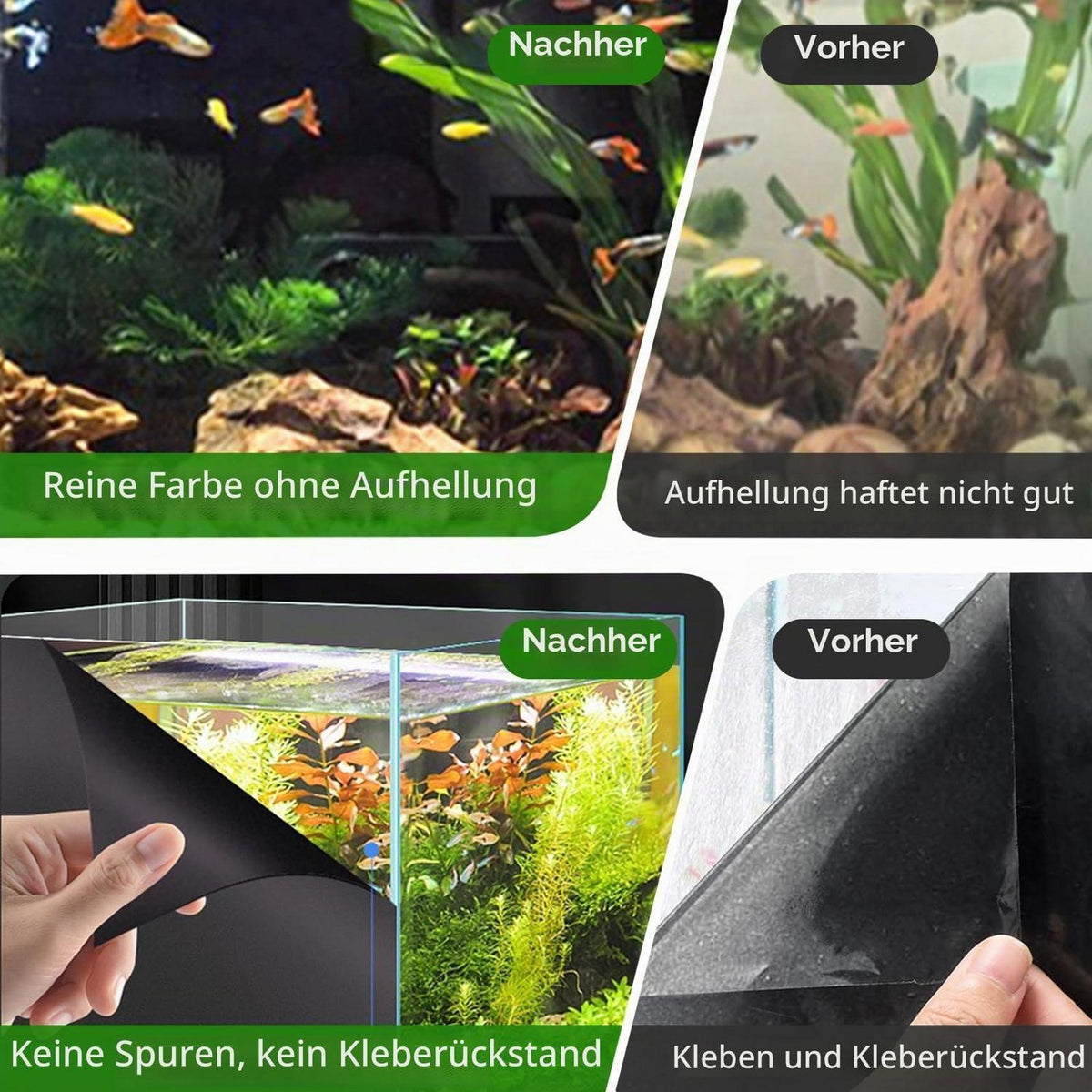 Aquarium Rückwand Folie 400x45cm – Selbstklebend & Matt Schwarz