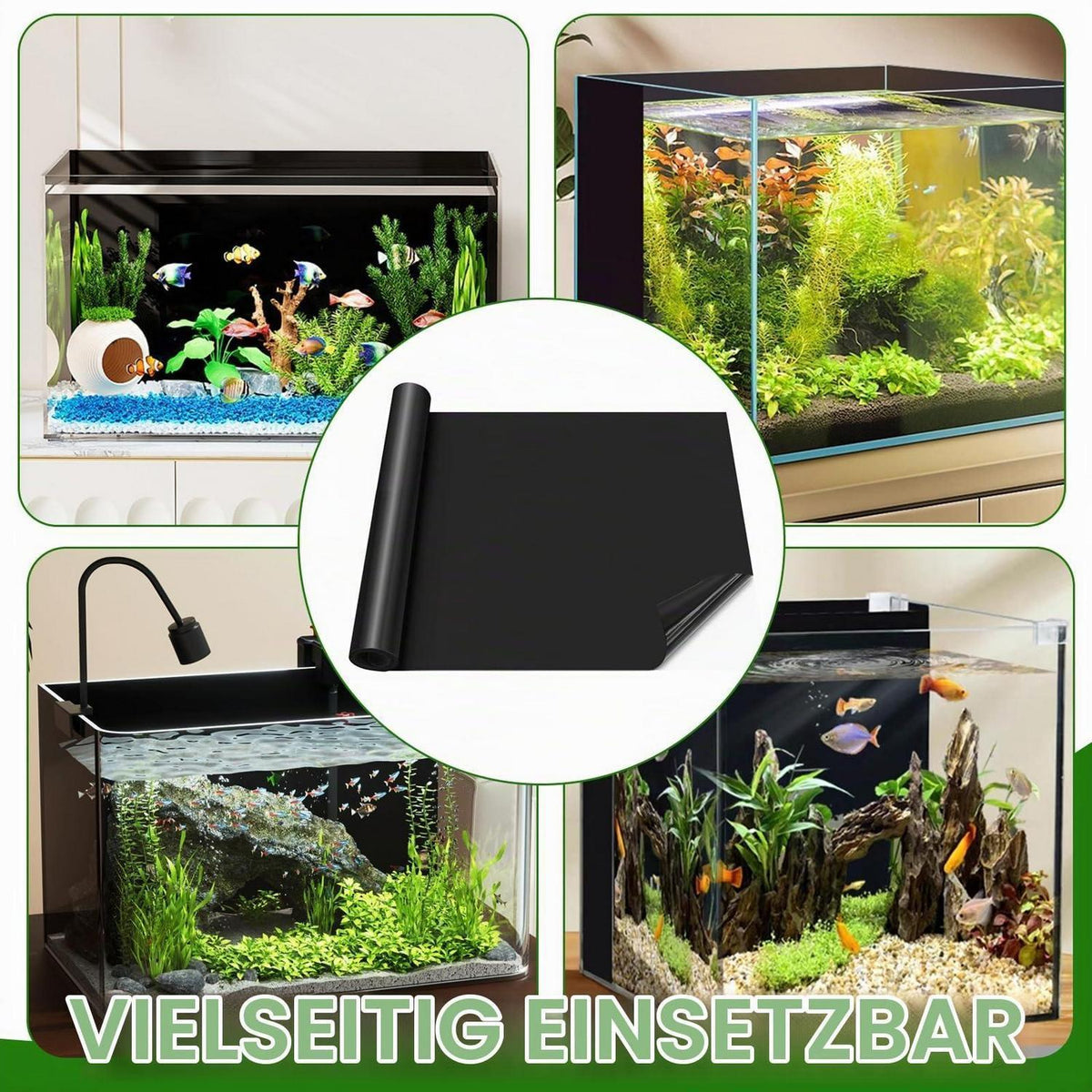 Aquarium Rückwand Folie 400x45cm – Selbstklebend & Matt Schwarz